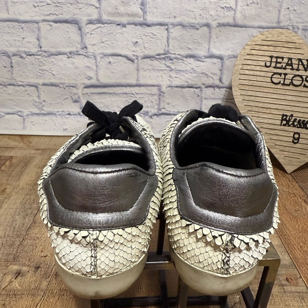 Zadig & Voltaire White Leather Snakeskin Sneakers shoes EU 38 US 7 WOMENS - Picture 8 of 16